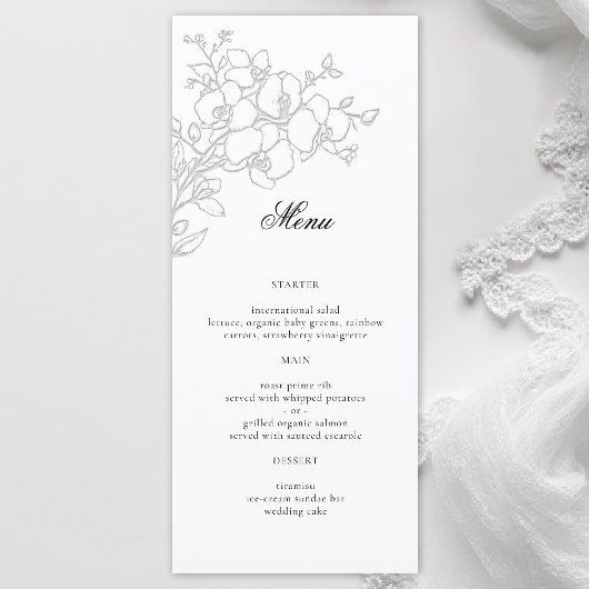Orchidee Elegante Witte Formele Traditionele Trouw Menu
