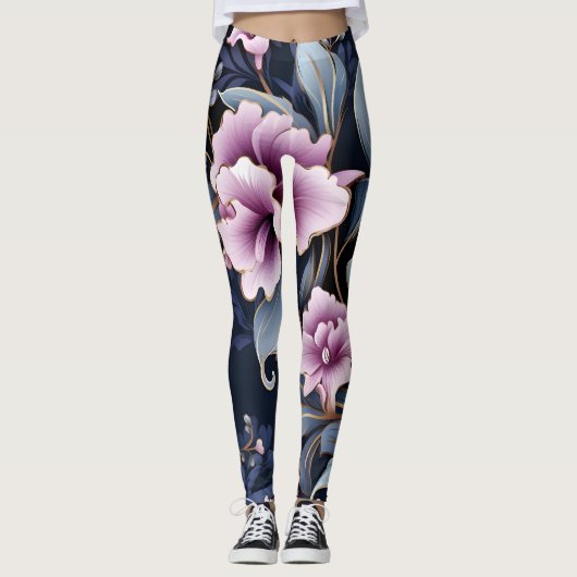Orchidee Elegantie: bloemblaadjes in harmonie patr Leggings (Voorkant)