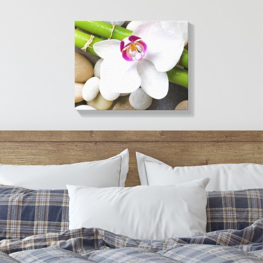 orchidee en Bamboe Canvas Afdruk (Insitu (Slaapkamer))