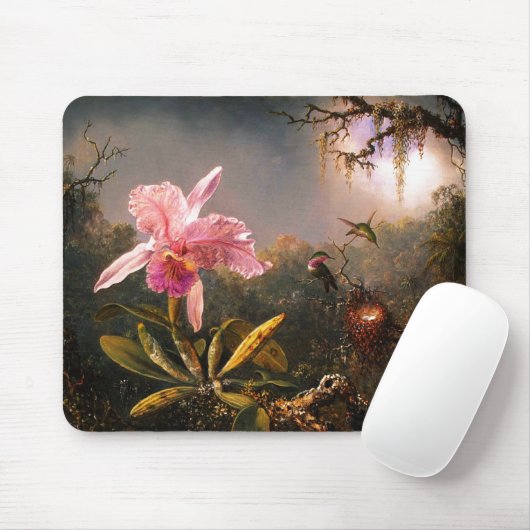 Orchidee en drie Braziliaanse Hummingvogels Muismat (Met muis)