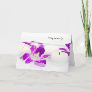 Orchidee en kaarsen in het water denken aan jou kaart