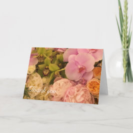 Orchidee en Pioen Trouwkaart bedankje Bedankkaart