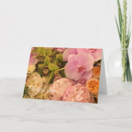 Orchidee en Pioen Trouwkaart bedankje Bedankkaart