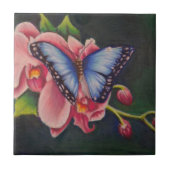 orchidee en vlinder tegeltje (Voorkant)
