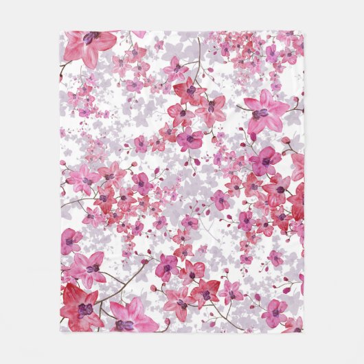 Orchidee: enkelvoudige rode schoonheid. fleece deken (Voorkant)