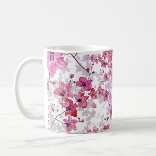 Orchidee: enkelvoudige rode schoonheid. koffiemok (Links)