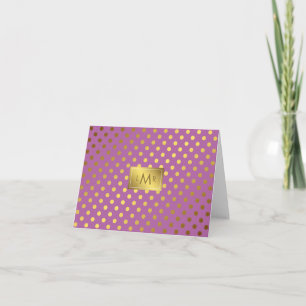 Orchidee Faux Gouden Folie Polka Dots Monogrammed Notitiekaartje