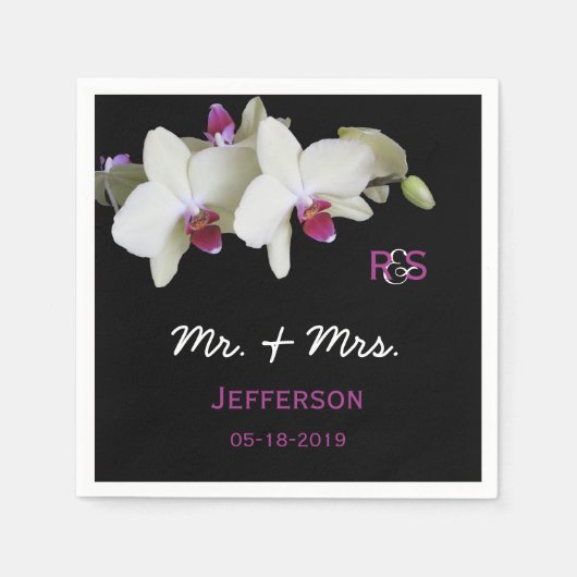 Orchidee Floral bruiloft papier servetten (Voorkant)