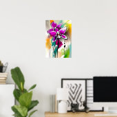 Orchidee Flower Abstract Art Floral Kleurrijk Brig Poster (Thuiskantoor)