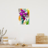 Orchidee Flower Abstract Art Floral Kleurrijk Brig Poster (Keuken)