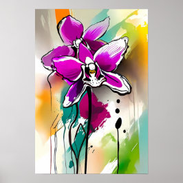 Orchidee Flower Abstract Art Floral Kleurrijk Brig Poster
