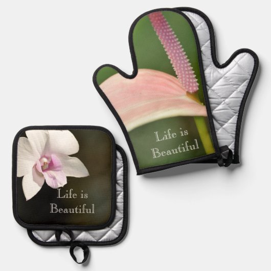 Orchidee Flower Kauai, Hawaï Ovenwant & Pannenlap Set (Voorkant / Achterkant)