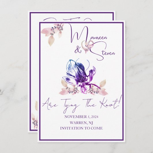 Orchidee Flower Save The Date Wedding Kaart (Voorkant / Achterkant)