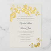 Orchidee Formele Klassieke Heirloom Ecru Kunstbrui Folie Uitnodiging (Voorkant)