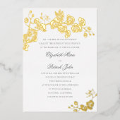 Orchidee Formele Klassieke Heirloom Pure White Wed Folie Uitnodiging (Voorkant)