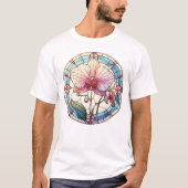 Orchidee Gebrandschilderde Glaskunst T-shirt (Voorkant)