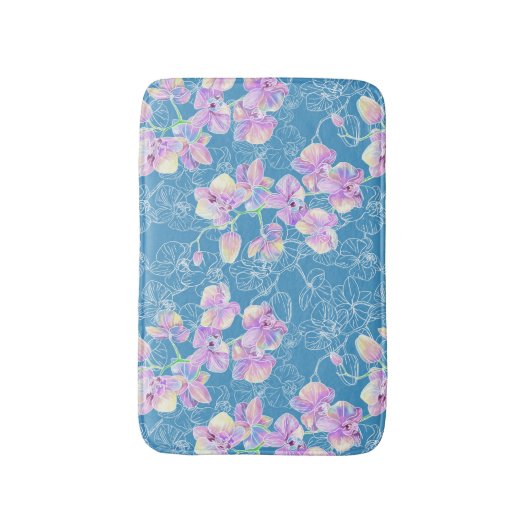 Orchidee geschilderde waterverf badmat (Voorkant Verticaal)