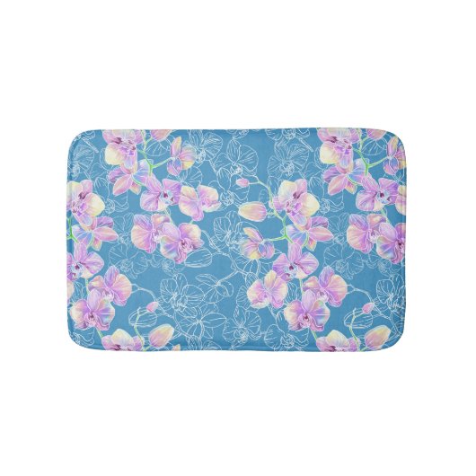 Orchidee geschilderde waterverf badmat (Voorkant)