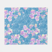 Orchidee geschilderde waterverf fleece deken (Voorkant (Horizontaal))