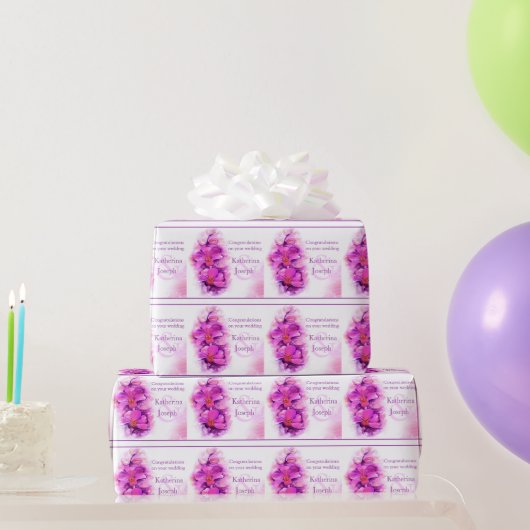 Orchidee gestileerde paarse roze met de naam trouw cadeaupapier (Feestgeschenken)