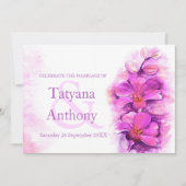 Orchidee gestileerde waterverf paarse bruiloft uit kaart (Voorkant)