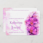 Orchidee gestileerde waterverf paarse bruiloft uit kaart (Voorkant / Achterkant)