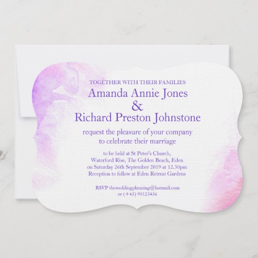 Orchidee gestileerde waterverf paarse bruiloft uit kaart (Achterkant)
