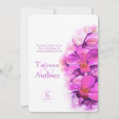 Orchidee gestileerde waterverf paarse roze bruilof kaart (Voorkant)