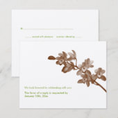 Orchidee groen ecru modern bruiloft reageren react kaart (Voorkant / Achterkant)