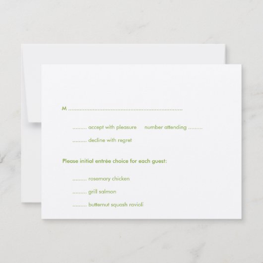 Orchidee groen ecru modern bruiloft reageren react kaart (Achterkant)