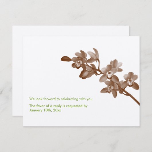 Orchidee groen ecru moderne trouw-RSVD-reactie Kaart (Voorkant / Achterkant)