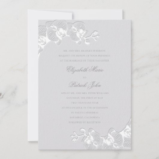 Orchidee Heirloom Faux Ivory Classic formele bruil Kaart (Voorkant)