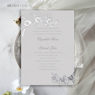 Orchidee Heirloom Ivory Classic formele bruiloft Folie Uitnodiging