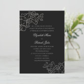 Orchidee Heirloom Zwart Wit Formal Classic Wedding Kaart (Staand voorkant)