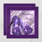 Orchidee Hoge Hak Sandaaltje Dames Paars Verjaarda Kaart (Voorkant / Achterkant)