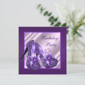 Orchidee Hoge Hak Sandaaltje Dames Paars Verjaarda Kaart (Staand voorkant)