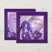 Orchidee hoge hak schoen vrouwen paars verjaardags kaart (Voorkant / Achterkant)