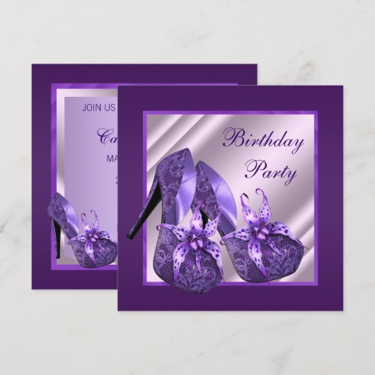 Orchidee hoge hak schoen vrouwen paars verjaardags kaart (Voorkant / Achterkant)
