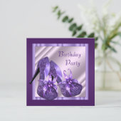 Orchidee hoge hakken schoenen Dames Paars Verjaard Kaart (Staand voorkant)