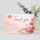 Orchidee Huwelijk Bedankkaart – Roze Bloemendesign (Staand voorkant)