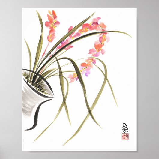 Orchidee in bloei poster (Voorkant)