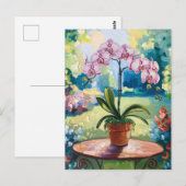 Orchidee in een pot schilderij Botanische kunst Briefkaart (Voorkant / Achterkant)