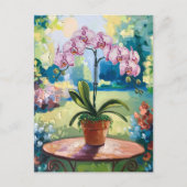 Orchidee in een pot schilderij Botanische kunst Briefkaart (Voorkant)