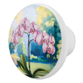 Orchidee in een pot schilderij Botanische kunst Keramische Knop (Rechts)