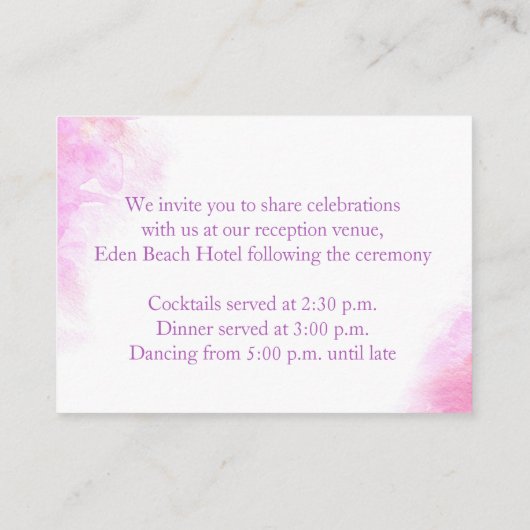 Orchidee kunst bruiloft info bijkeuken kaart (Achterkant)