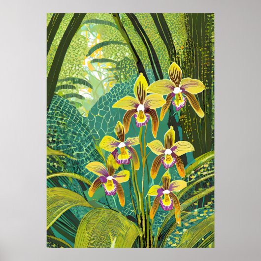 Orchidee Kunst V03 Poster (Voorkant)