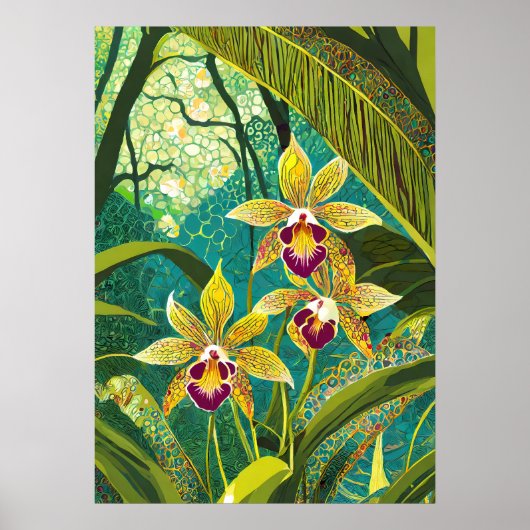 Orchidee Kunst V28 Poster (Voorkant)