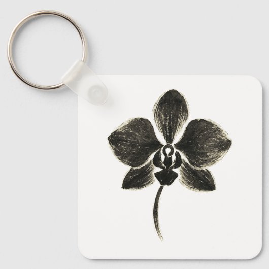 Orchidee lijn tekening – Floral sleutelhanger (Voorkant)