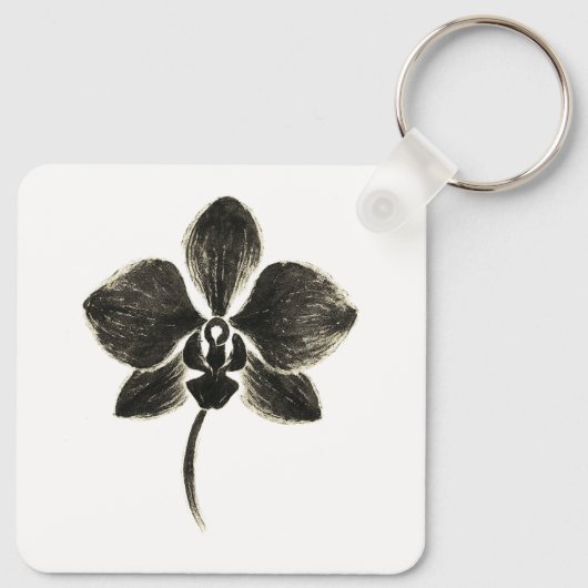 Orchidee lijn tekening – Floral sleutelhanger (Achterkant)