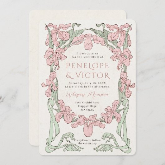 Orchidee Lijst Uitnodiging (Voorkant / Achterkant)